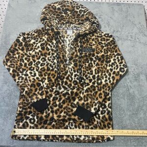 PINK Victoria's Secret Leopard Print Sherpa Half Zip Hoodie